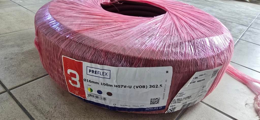 25 a 30 mètres de câble électrique 3G 2.5 Preflex, Enlèvement