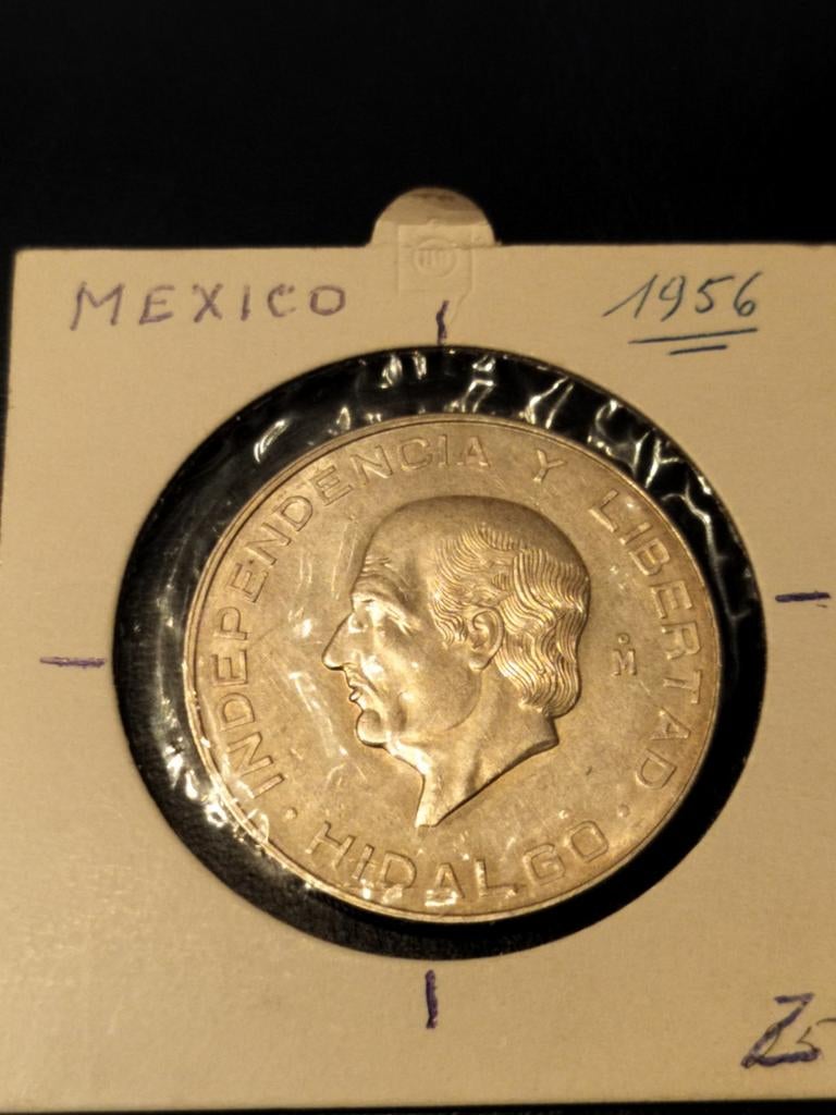 Zilveren munt Mexico 1956, Postzegels en Munten, Ophalen of Verzenden