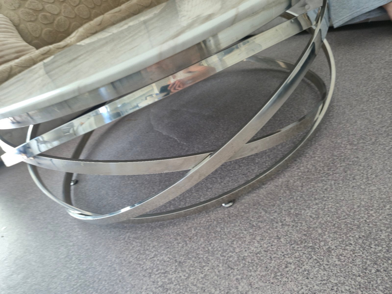 Luxe Salontafel – Écht Marmer Zilveren Onderstel Ø 110cm, Enlèvement