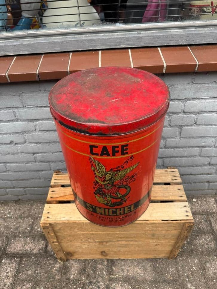 Vintage St. Michel Cafe Blik - Antiek Koffieblik