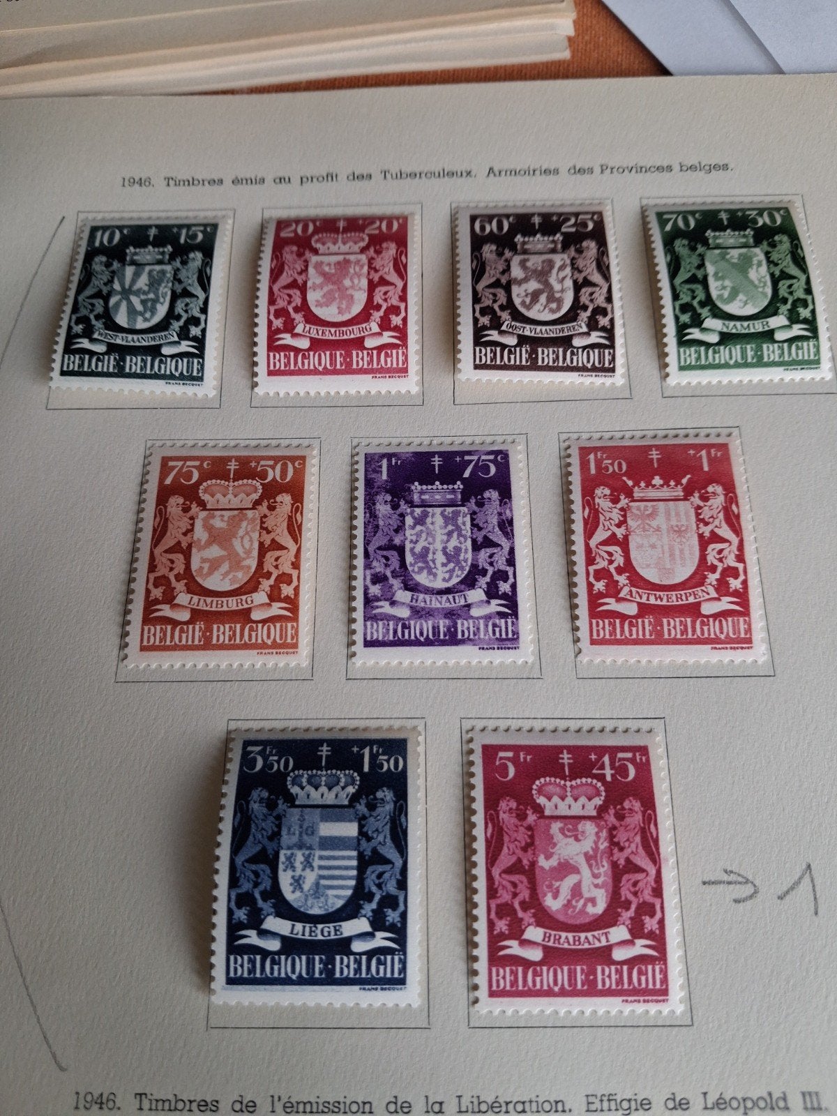 1945 Belgische postzegels COB 716 tot 724, Ophalen of Verzenden