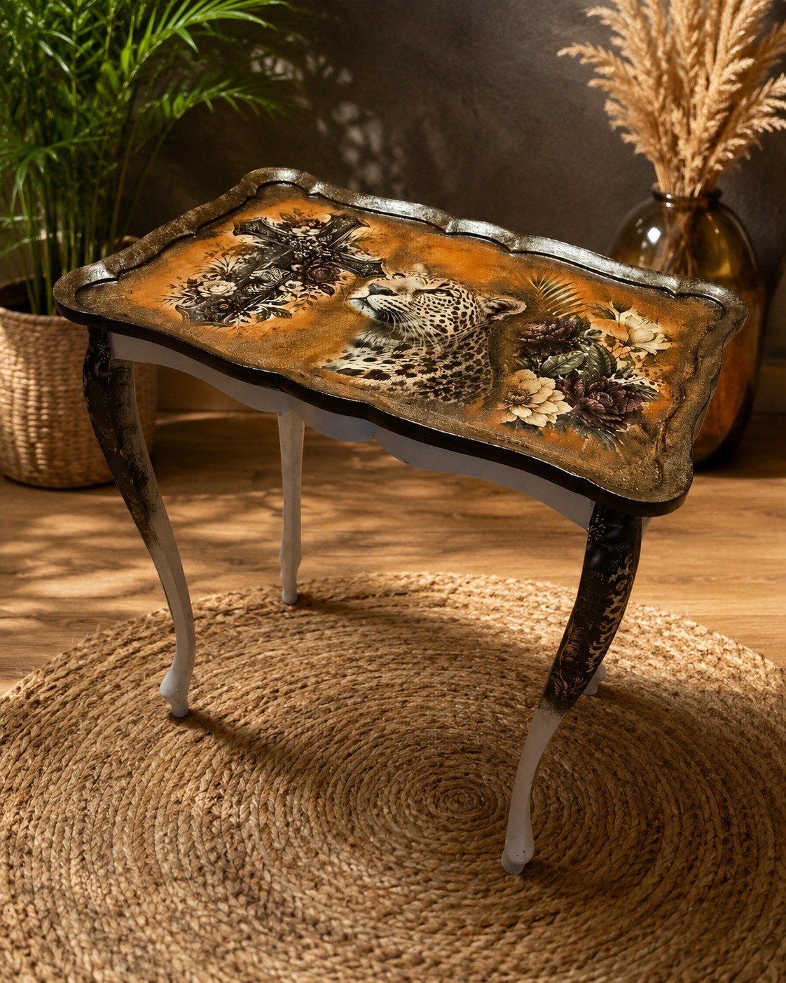 bijzet tafeltje decoupage, Ophalen, Gebruikt, Hout