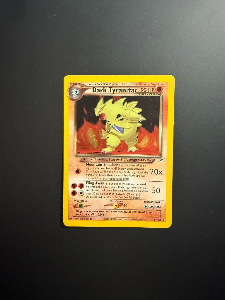 dark tyranitar neo destiny, Ophalen of Verzenden, Gebruikt, Losse kaart, Foil