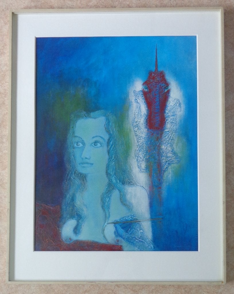JAN VAERTEN / NAAR HET LEVEN / ORIGINEEL WERK 91x71cm KADER, Antiquités & Art, Art | Peinture | Moderne, Enlèvement, Verre, Signé