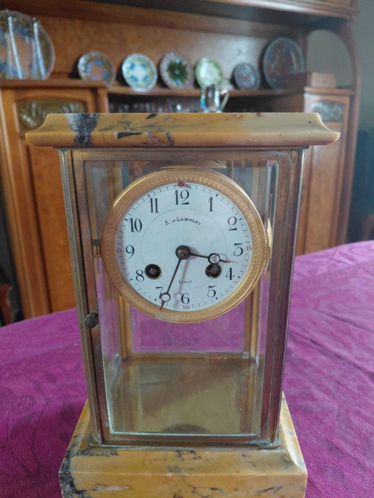 Pendule ancienne Japy Frères - marbre et verre biseauté, Enlèvement
