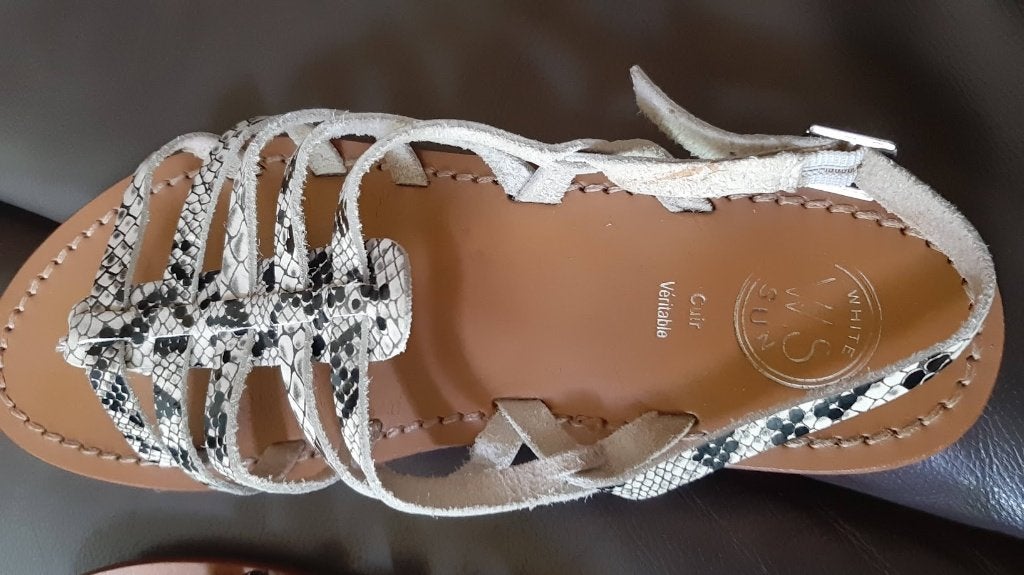 Superbes sandales en cuir White Sun 38 comme neuves, Enlèvement ou Envoi, White Sun, Comme neuf, Blanc