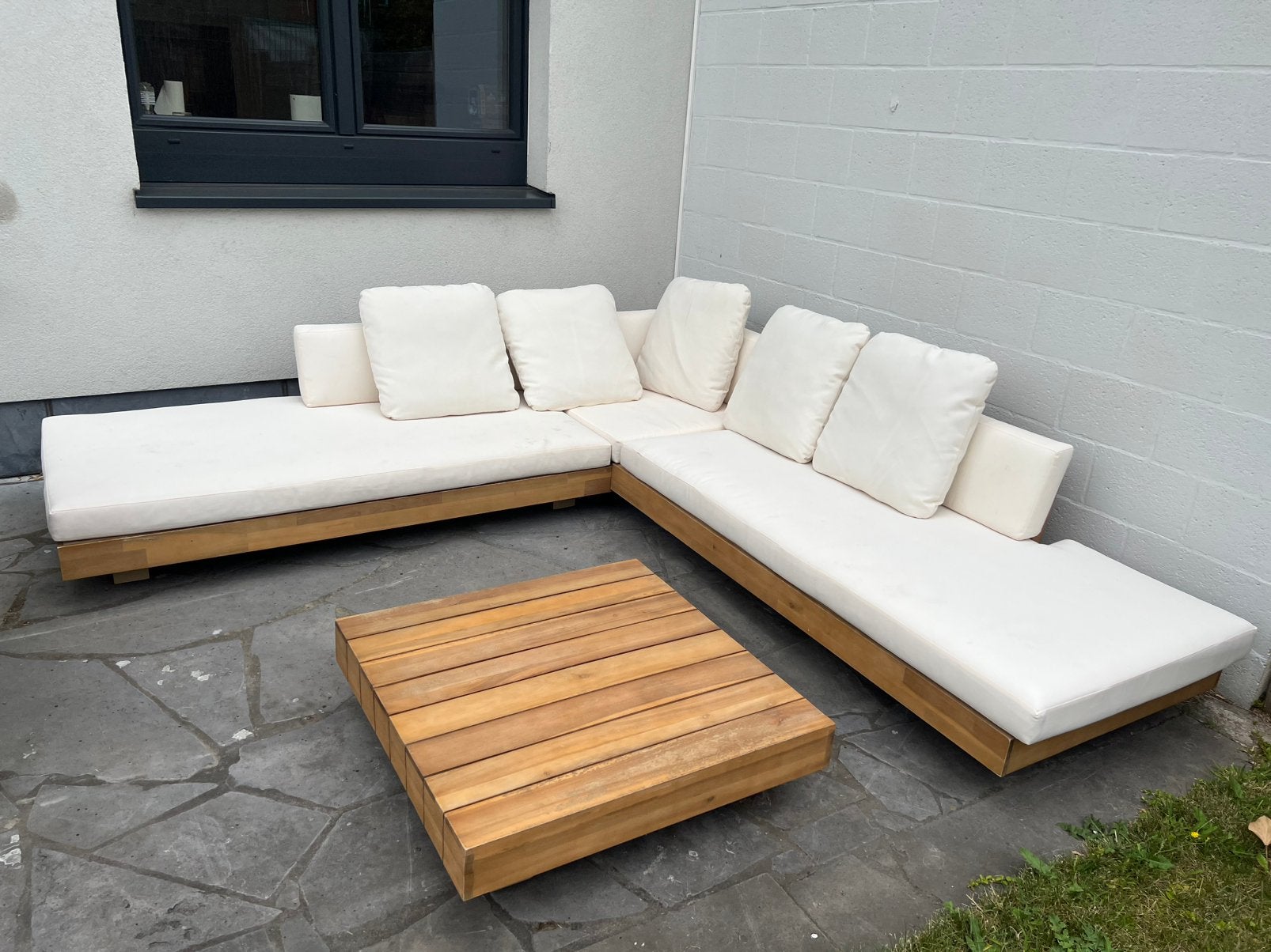 luxe loungeset massief acaciahout, Ophalen, Gebruikt, 6 zitplaatsen, Loungeset