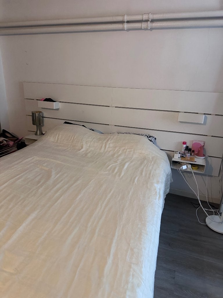 Cadre et tête de lit avec rangements - IKEA NORDLI, Maison & Meubles, Queen size, 140 cm, Enlèvement, Utilisé