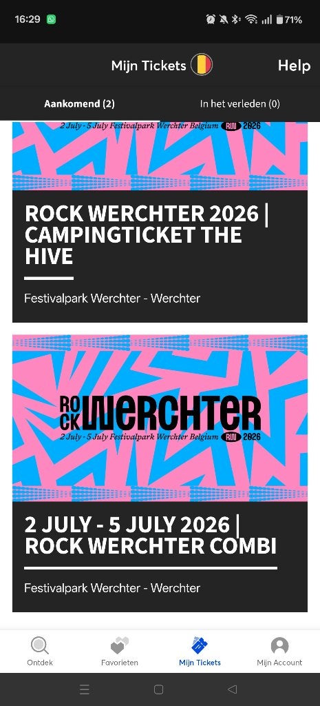 Rock Werchter 2026 4-Dagen Ticket + The Hive Camping, Tickets en Kaartjes, Eén persoon, Meerdaags