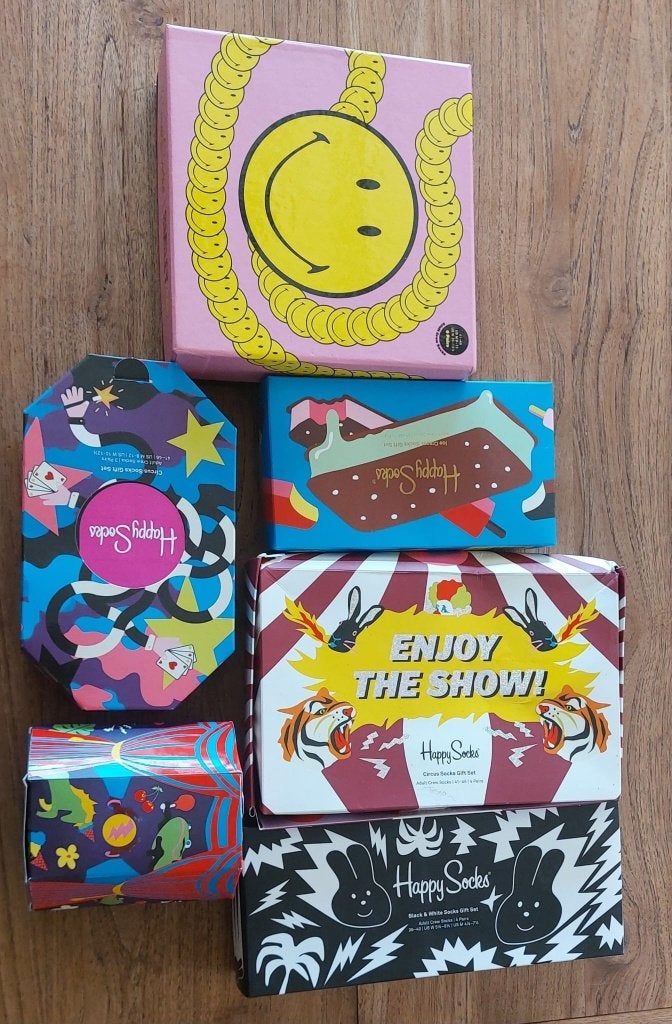 Diverse geschenkverpakkingen Happy Socks - vooral maat 41-46, Kleding | Heren, Sokken en Kousen, Ophalen of Verzenden, Nieuw, Maat 43 t/m 46
