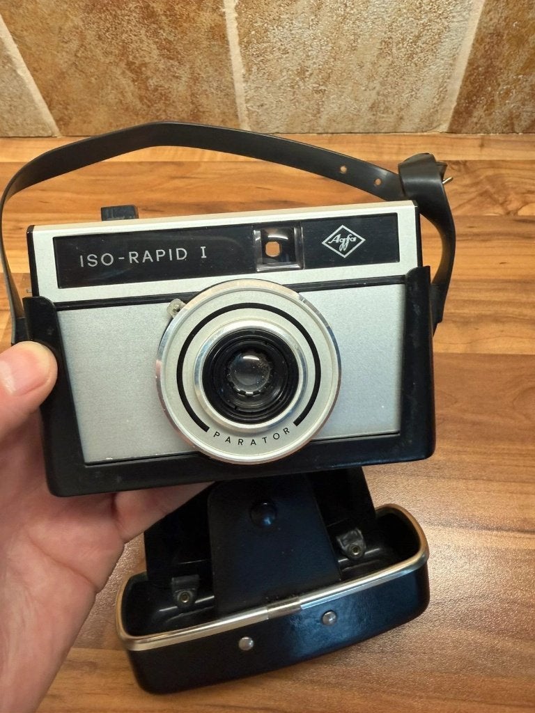 Vintage Agfa ISO-Rapid I Camera met Etui – Jaren 60 Retro, Enlèvement ou Envoi, Comme neuf, Autres Marques