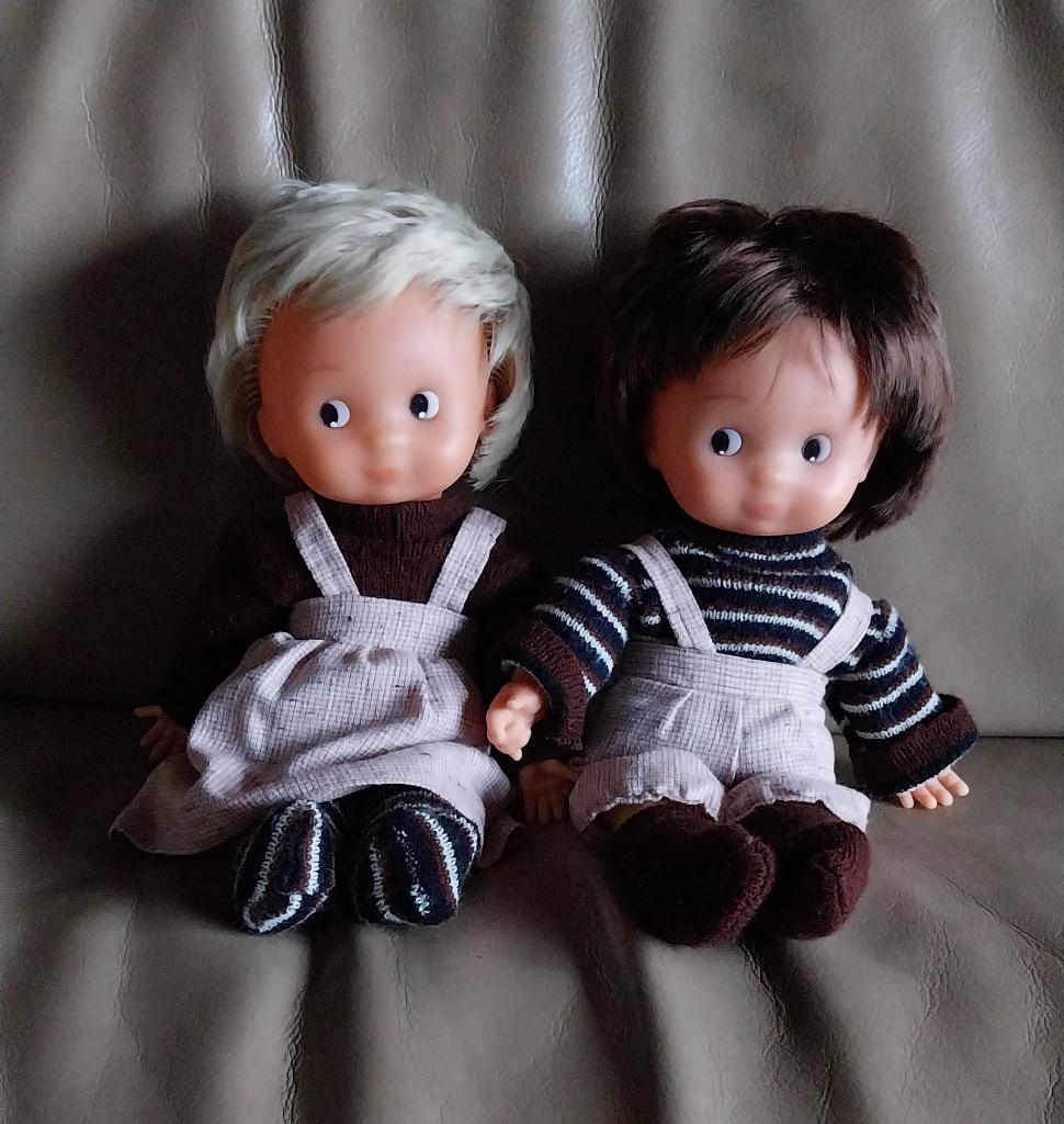 Vintage poppen, jongen en meisje, Kinderen en Baby's, Speelgoed | Poppen, Ophalen of Verzenden, Zo goed als nieuw