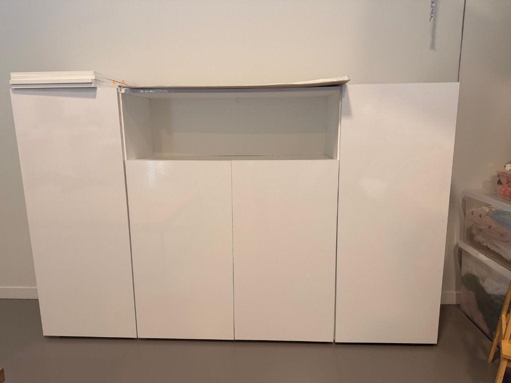 Grote witte opbergkast / dressoir met veel opbergruimte, Ophalen, Gebruikt, Overige houtsoorten, Met deur(en)