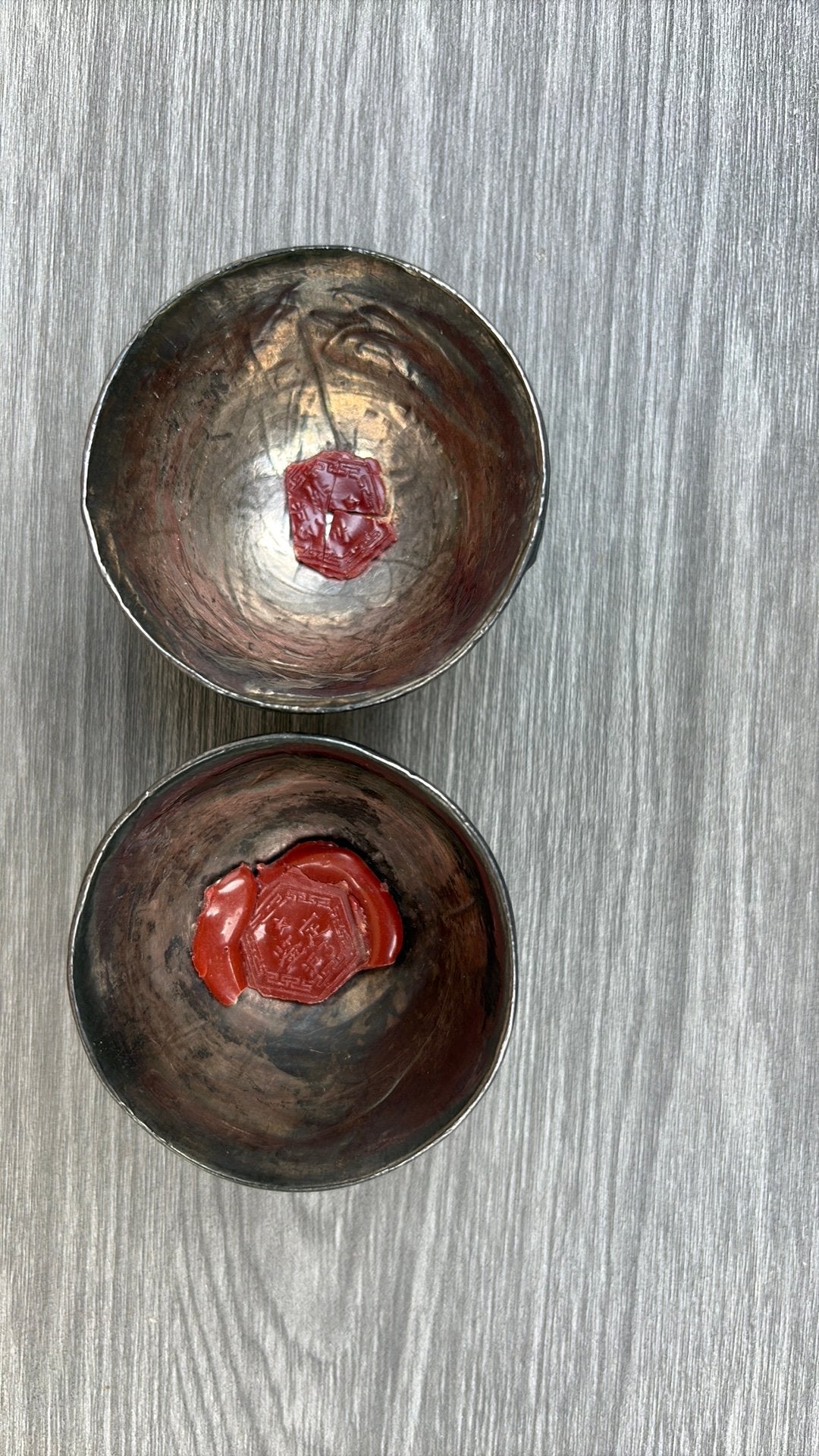 Chinees  Antieke Kokosnoot cups Fu Lu Shou" Qing-Dynastie, Antiek en Kunst, Ophalen of Verzenden