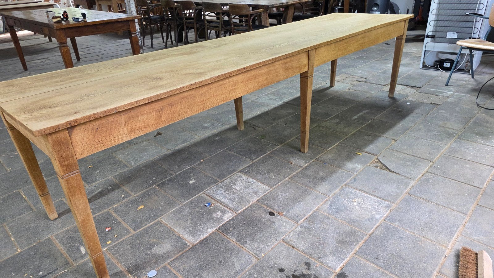 Antieke  eiken Franse boerentafel- oogsttafel  310 x 78 cm, Ophalen of Verzenden, Gebruikt, Eikenhout