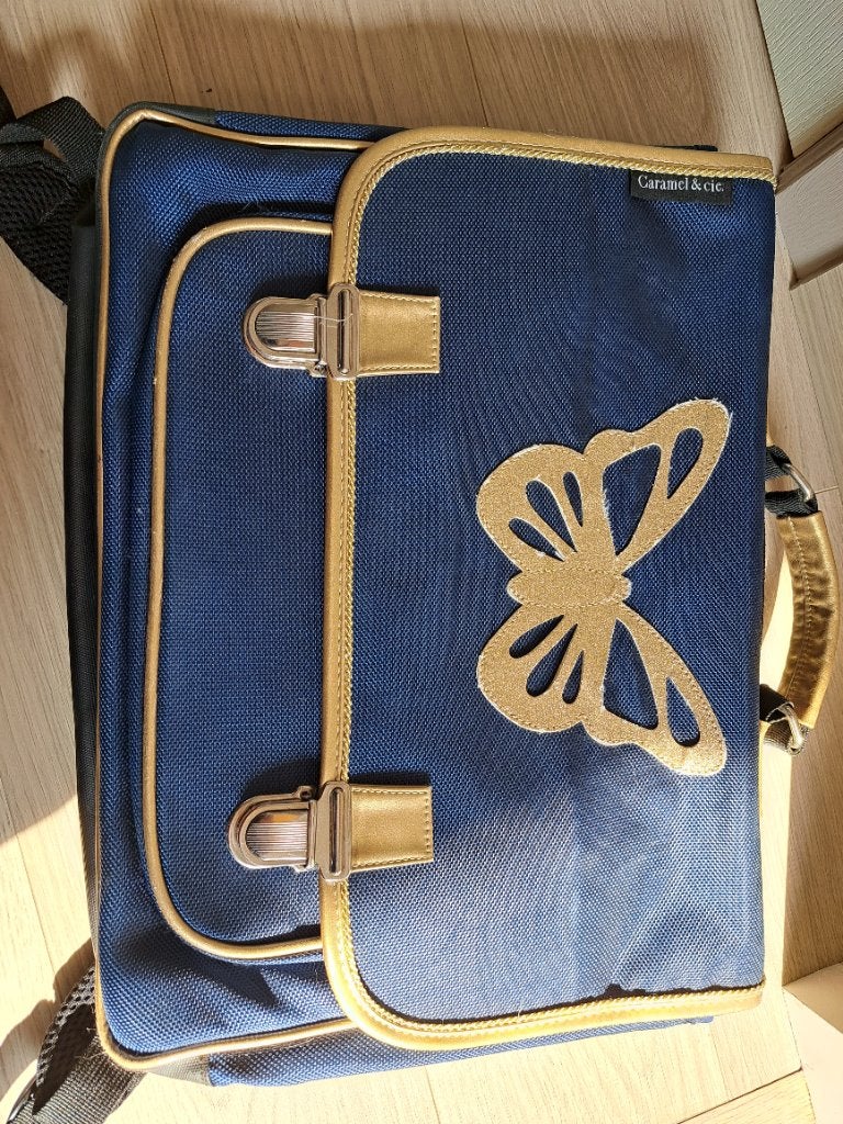 Boekentas blauw merk Caramel en cie, Enlèvement ou Envoi, Comme neuf, Bleu, Porte-documents ou Cartable