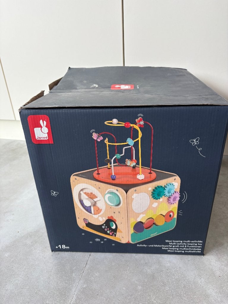 Janod houten activiteitenkubus (nieuwprijs €65–80), Enlèvement ou Envoi, Comme neuf, Autres types