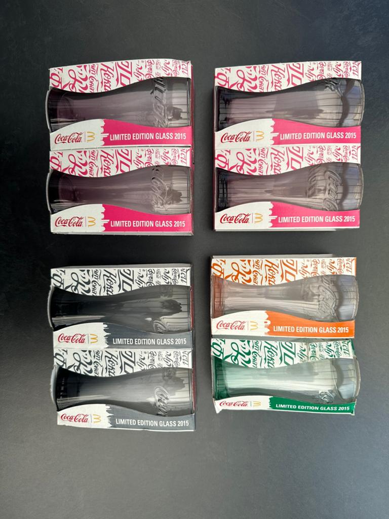 Coca-Cola x McDonald’s Limited Edition glazen 2015 – 8 stuks, Verzamelen, Ophalen of Verzenden, Nieuw, Frisdrankglas
