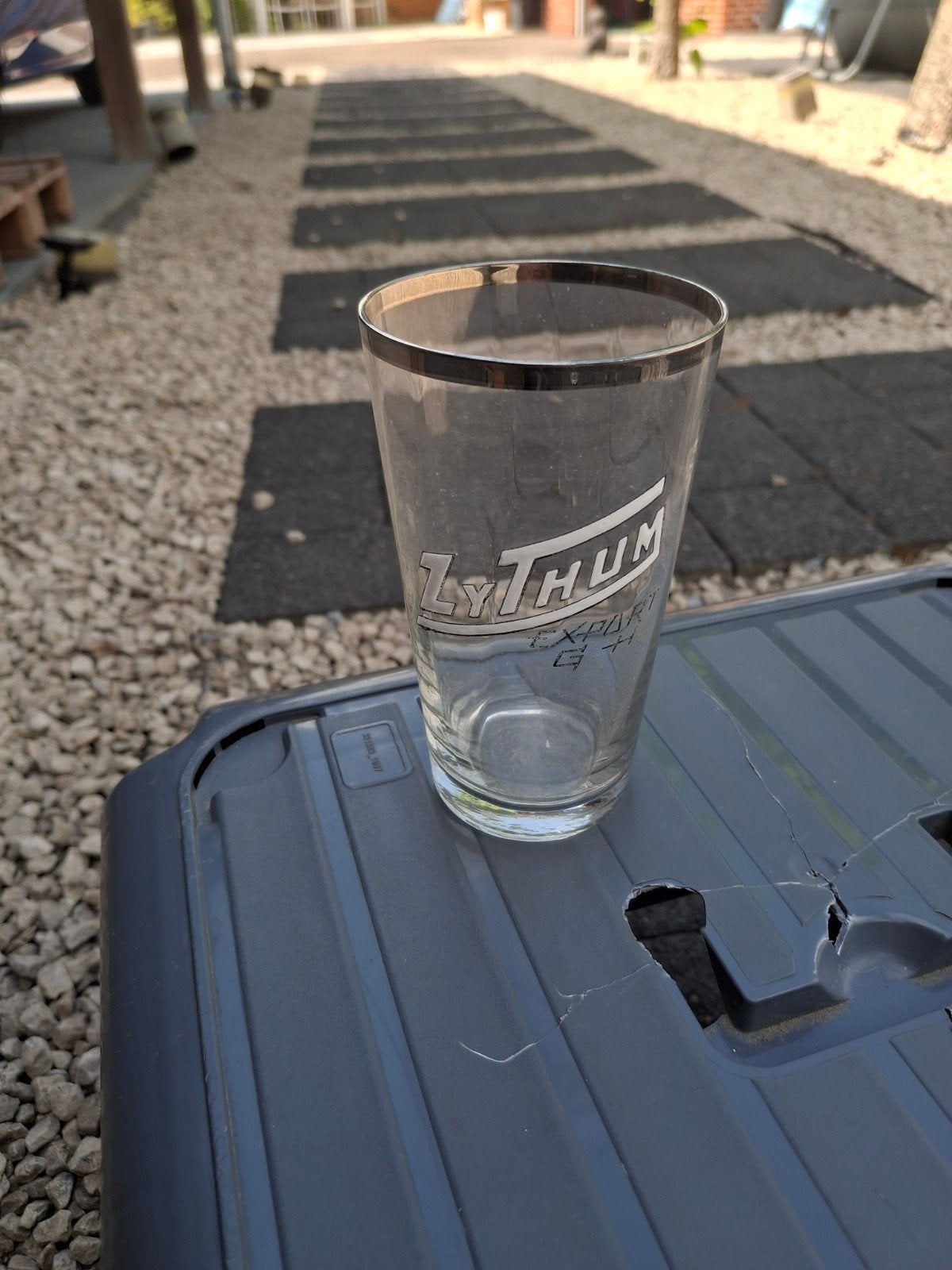 Oud email bierglas zythum, Verzamelen, Ophalen of Verzenden