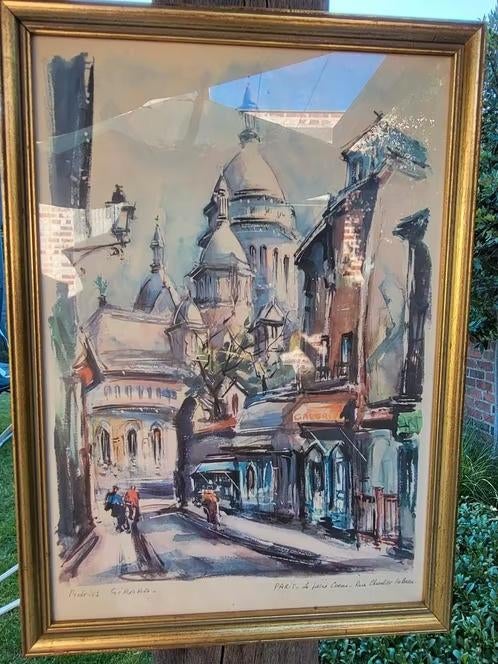 Lithographie de Marius Gerard - Le Sacré Coeur Paris, Enlèvement