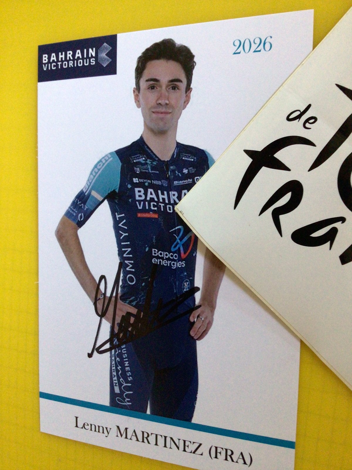 Wielerkaart 2026 team bahrain lenny martinez signe, Verzenden, Zo goed als nieuw