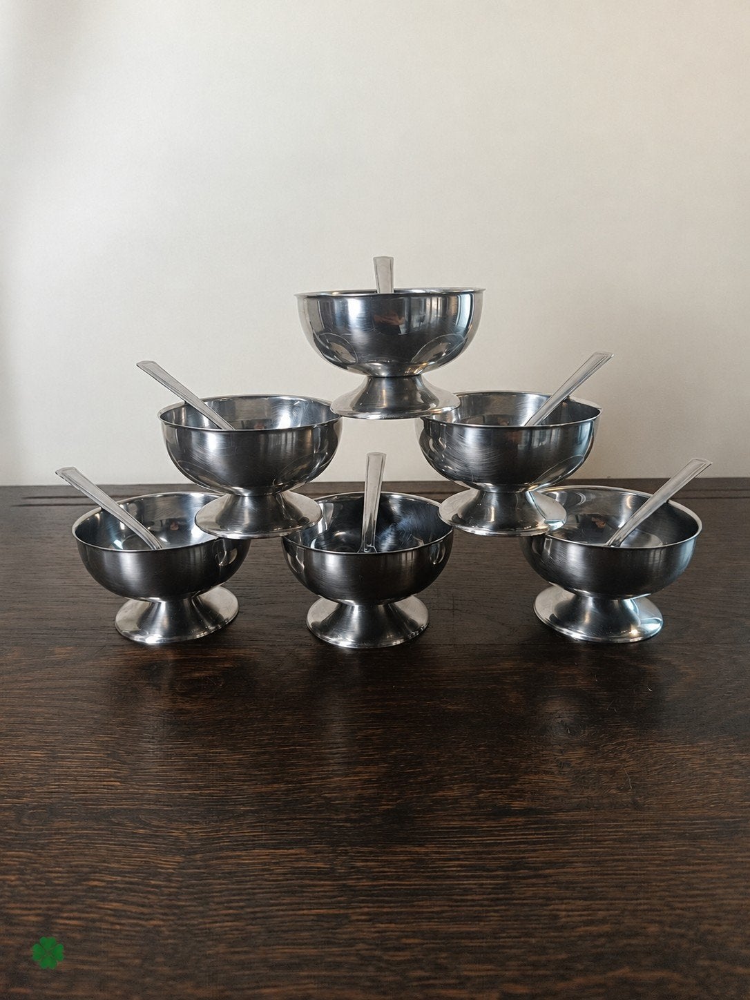 Service de 6 coupes à glace en inox avec cuillères, Antiquités & Art, Enlèvement ou Envoi