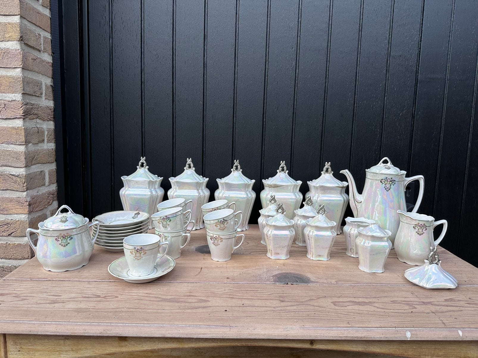 Servies parelmoer - lusterservies - iriserend wit, Ophalen