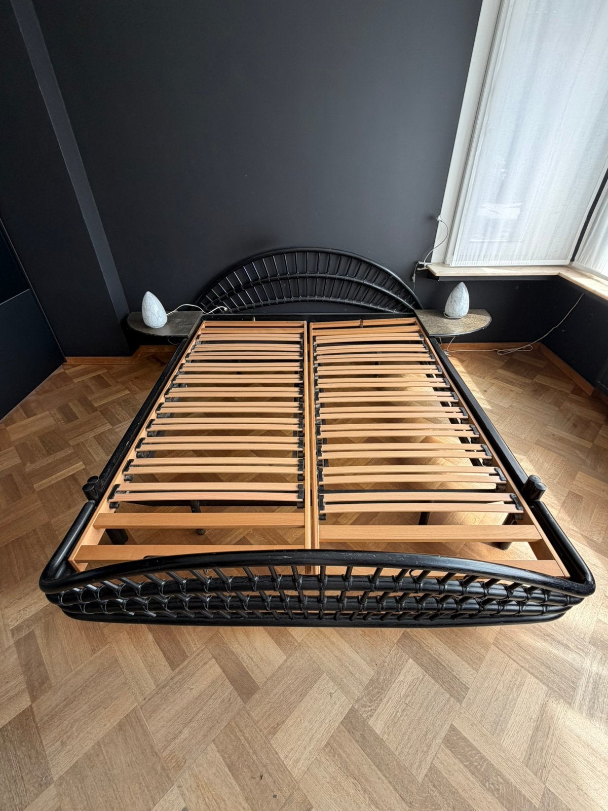 Boho-chic karakteristiek rotan bed 180x200, Ophalen, Gebruikt