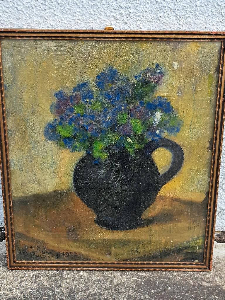 Huile sur panneau fleurs signe pierre paulus, Enlèvement ou Envoi