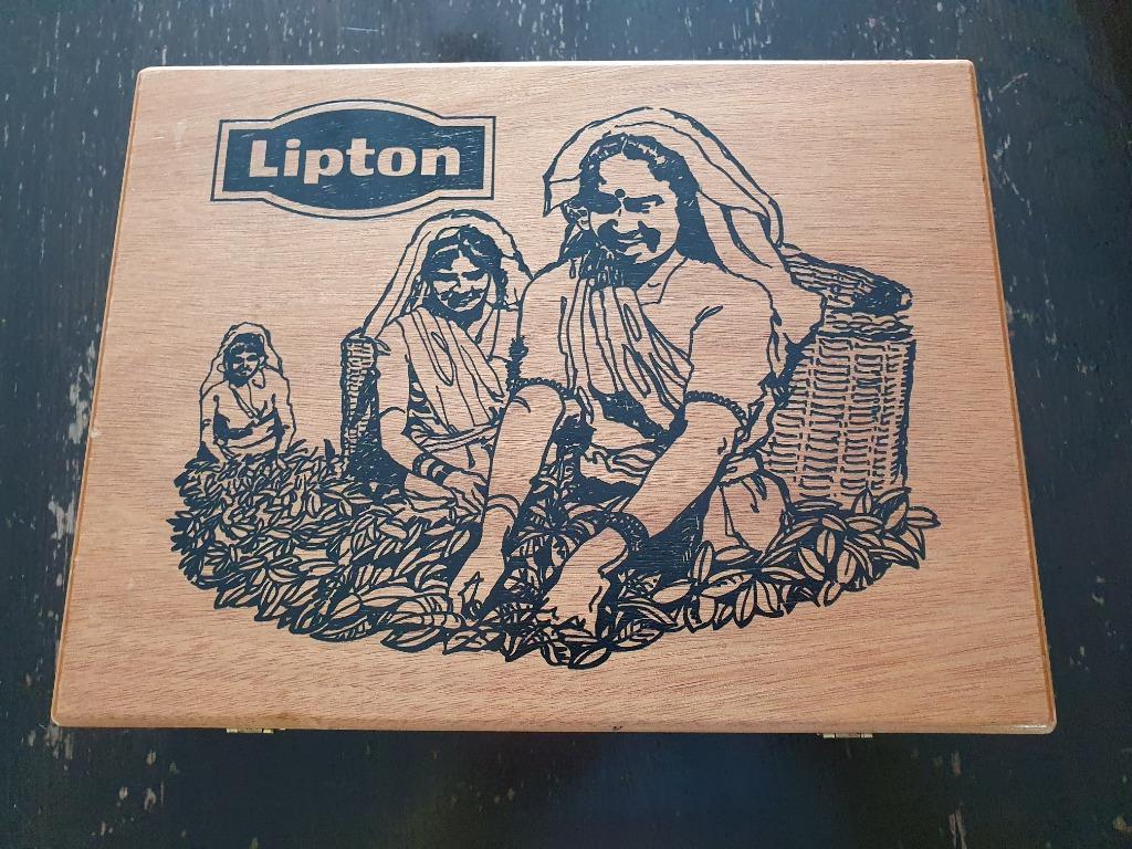 Houten theedoos Lipton, Huis en Inrichting, Ophalen, Zo goed als nieuw