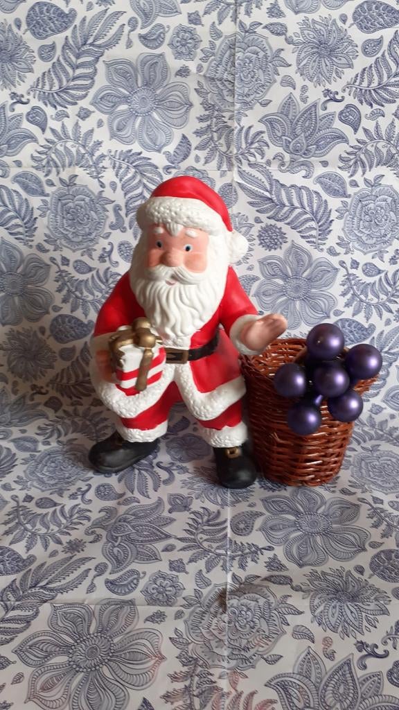 pere noel decoratif avec mini cache pot rotin, Enlèvement ou Envoi, Comme neuf