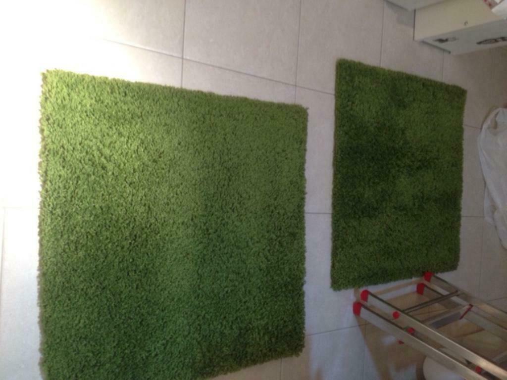 tapis carré à poils hauts de couleur verte, Enlèvement ou Envoi, Utilisé