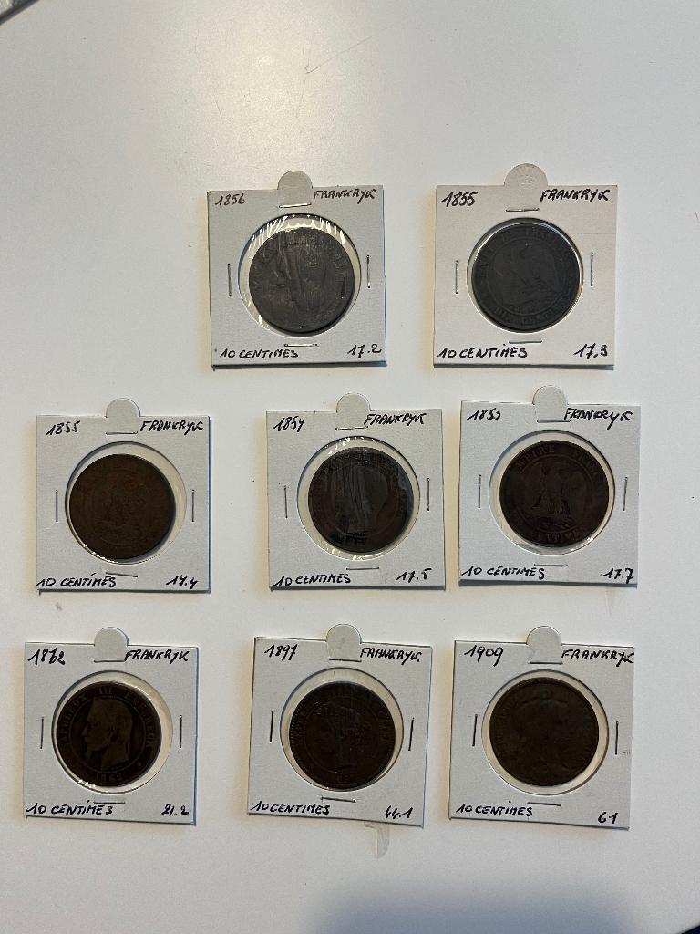 Set oude Franse 10 centimes 1853 tot 1909, Enlèvement ou Envoi, France, Série