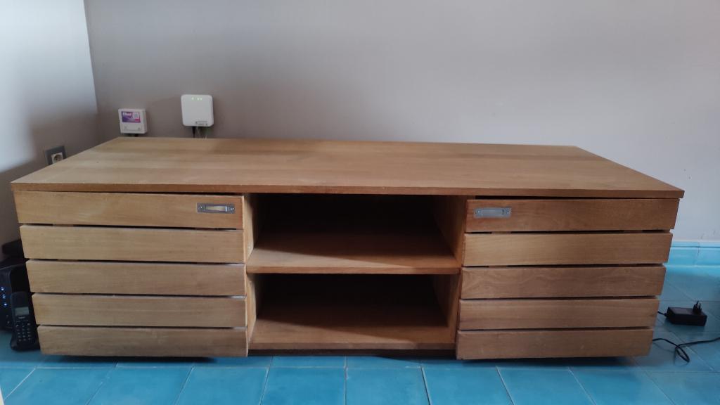 Commode salon - living - meuble TV, Huis en Inrichting, Ophalen, Gebruikt, 150 tot 200 cm, Teakhout