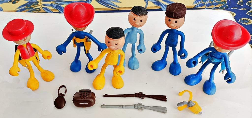 6 figurines flexibles Western BRABO + accessoires, de 1977, Ophalen of Verzenden, Gebruikt, Mens