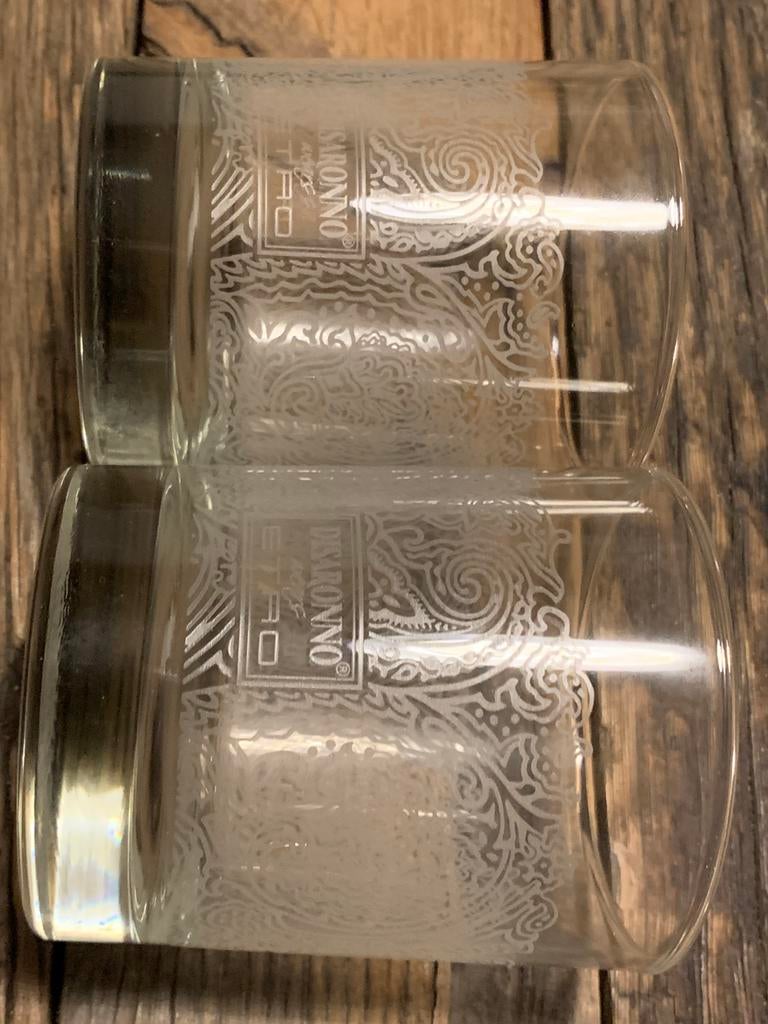 Nieuw - 2 cocktailglazen Disarinno limited edition etro, Verzamelen, Ophalen of Verzenden, Zo goed als nieuw