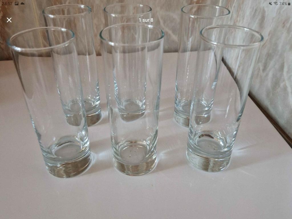 Lot 8 verres long drink, Ophalen, Zo goed als nieuw