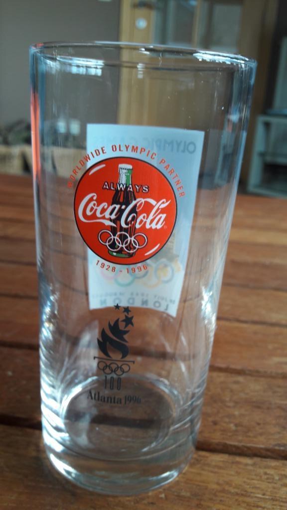 Speciaal Coca Cola glas Olympische Spelen Atlanta 1996., Verzamelen, Ophalen of Verzenden, Zo goed als nieuw, Frisdrankglas