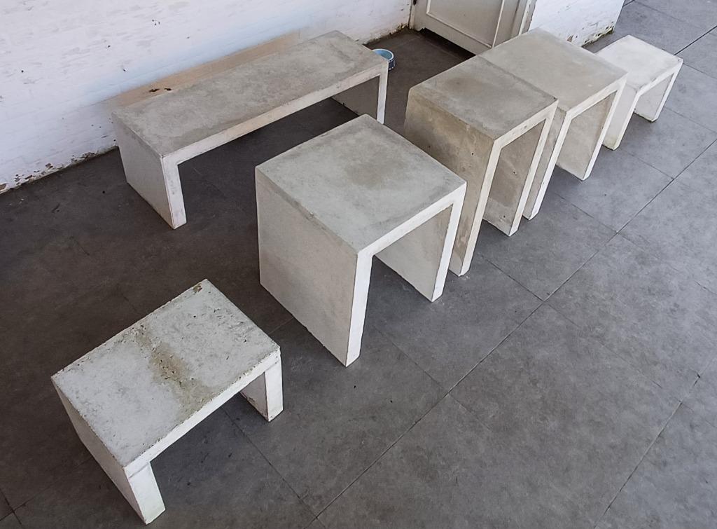 tuinset in wit beton, Neuf, 5 places, Salons de jardin, Enlèvement