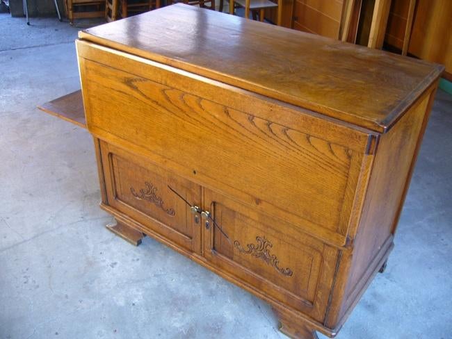 Massief Eiken dressoir bureau kast, Avec porte(s), Moins de 100 cm, 100 à 150 cm, Enlèvement
