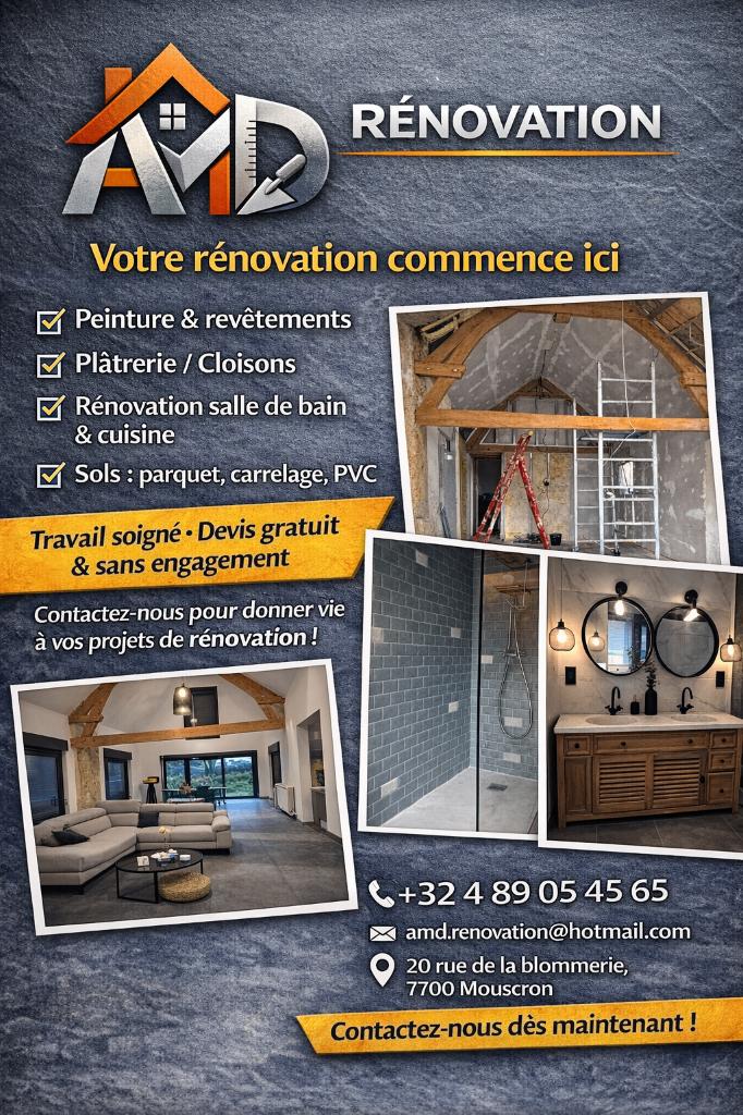 Amd rénovation intérieur, Diensten en Vakmensen, Aannemers, Verbouw of Aanbouw, Garantie