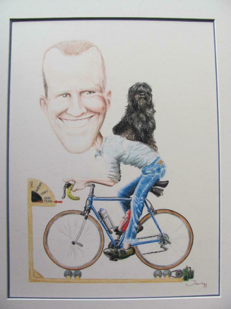 Portret cartoon tekening JAN '99, Antiek en Kunst, Kunst | Tekeningen en Fotografie, Ophalen of Verzenden