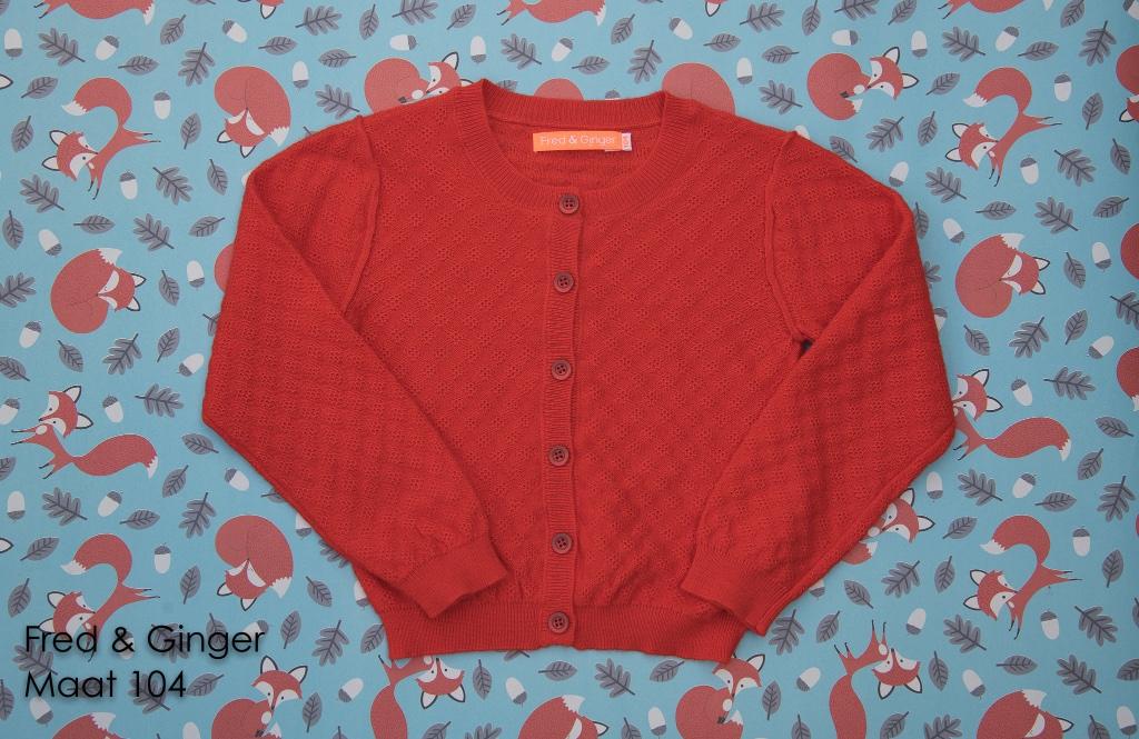 Cardigan Fred & Ginger oranje-rood merino wol 104 ZGAN, Meisje, Trui of Vest, Nieuw, Ophalen of Verzenden