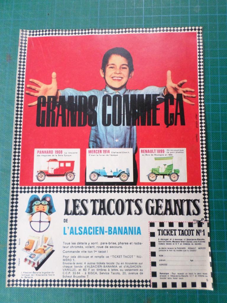 Alsacienne biscuits - publicité papier tacots géants - 1966, Ophalen of Verzenden, Gebruikt, Overige typen