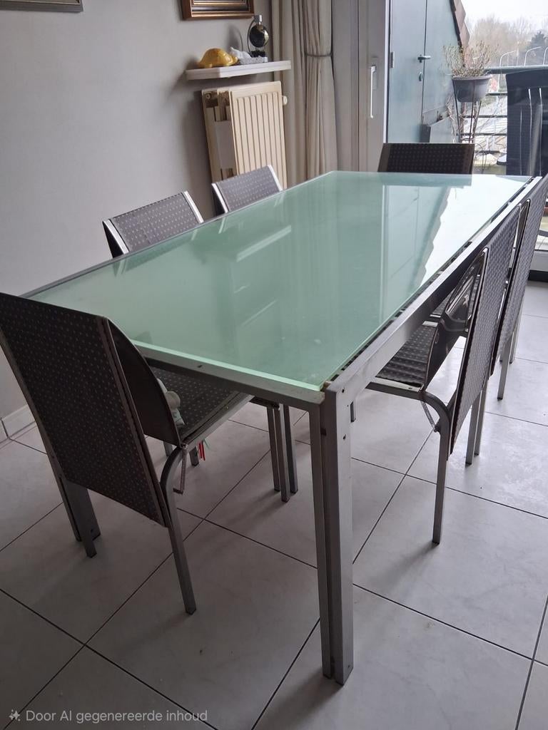 Salle à manger chromée Belgo unique, Enlèvement, Verre