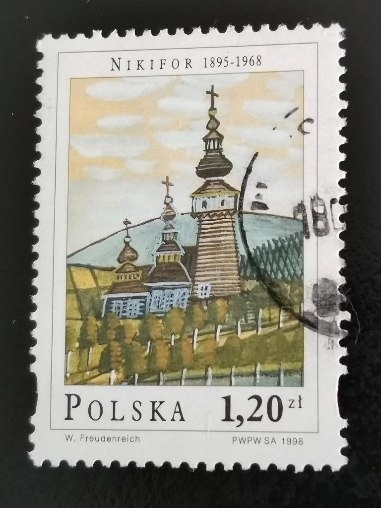Polen 1998 - schilderkunst, Orthodoxe kerk door Nikifor, Ophalen of Verzenden, Polen, Gestempeld
