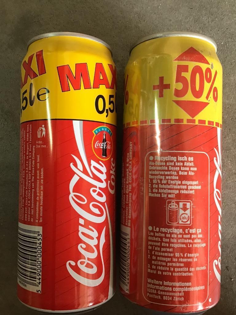 Coca-Cola blikjes 5st 1/2 lit blikjes, Verzenden, Gebruikt, Verpakking