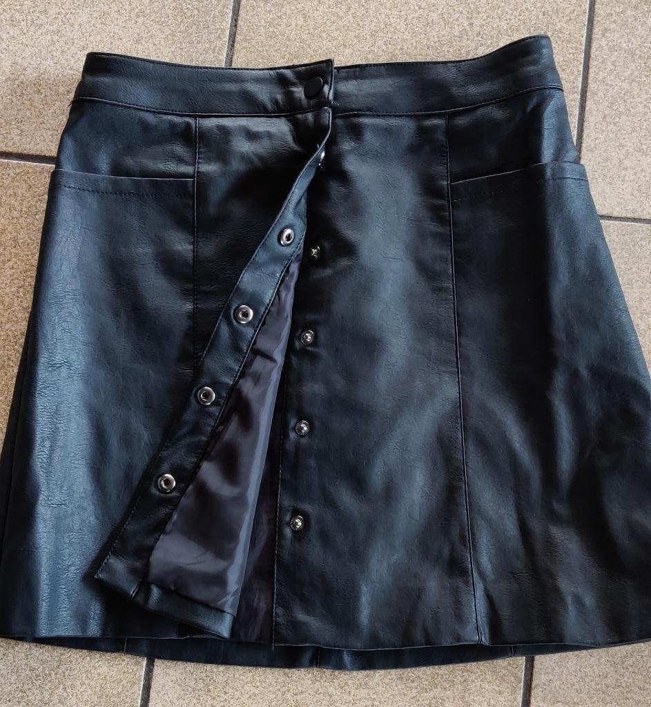 Zwarte lederlook rok, H&M, Enlèvement ou Envoi, Au-dessus du genou, Comme neuf