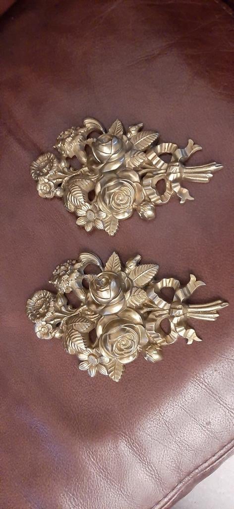 Appliques florales vintage en métal - Lot de 2, Antiquités & Art, Enlèvement ou Envoi