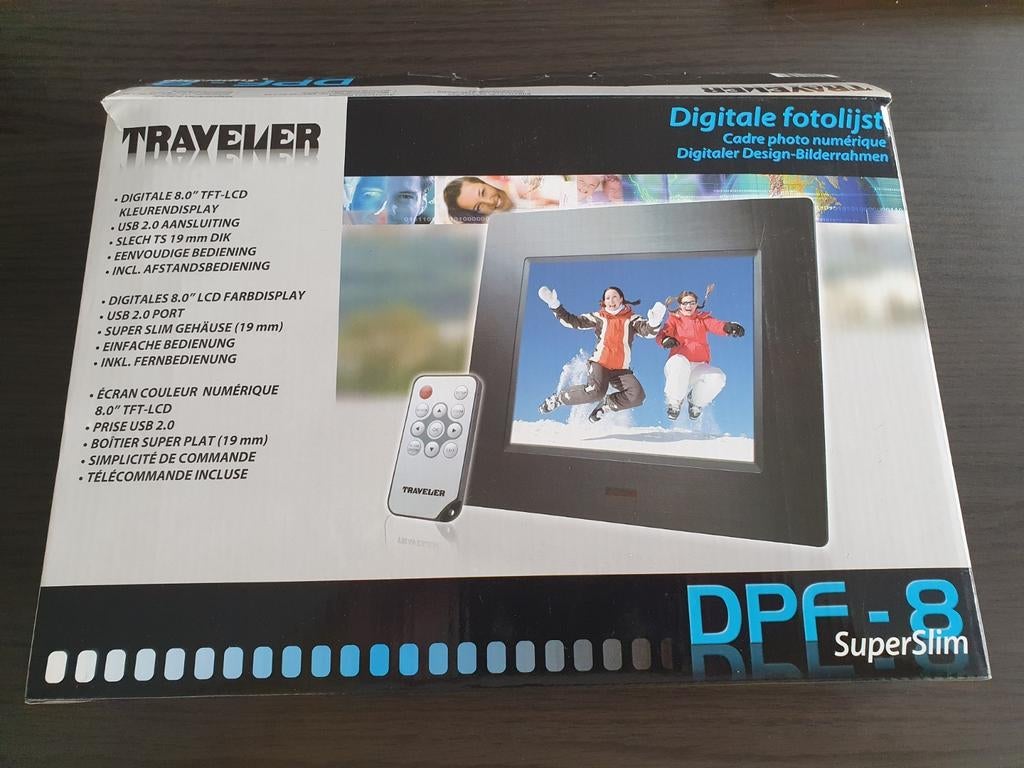 Traveler DPF-8 superslim (nieuw), Audio, Tv en Foto, Ophalen of Verzenden, Nieuw, Afstandsbediening